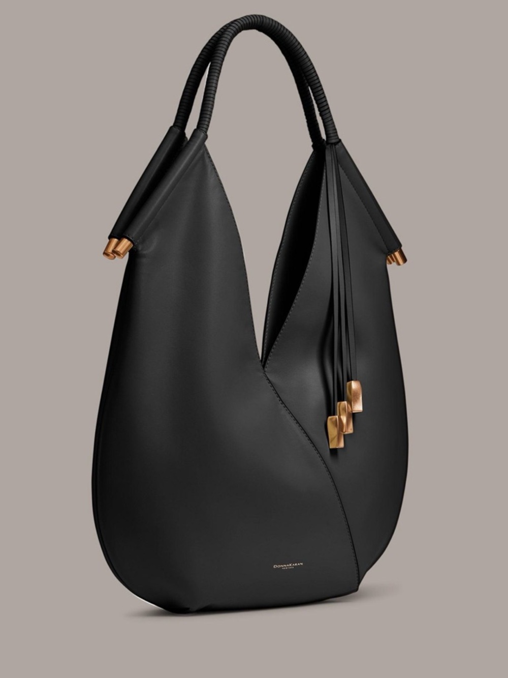 Copy Roshonda Donna Karan Baldwin Smooth Leather + Mini Bag Black Gold Sculpture - Picture 3 of 8